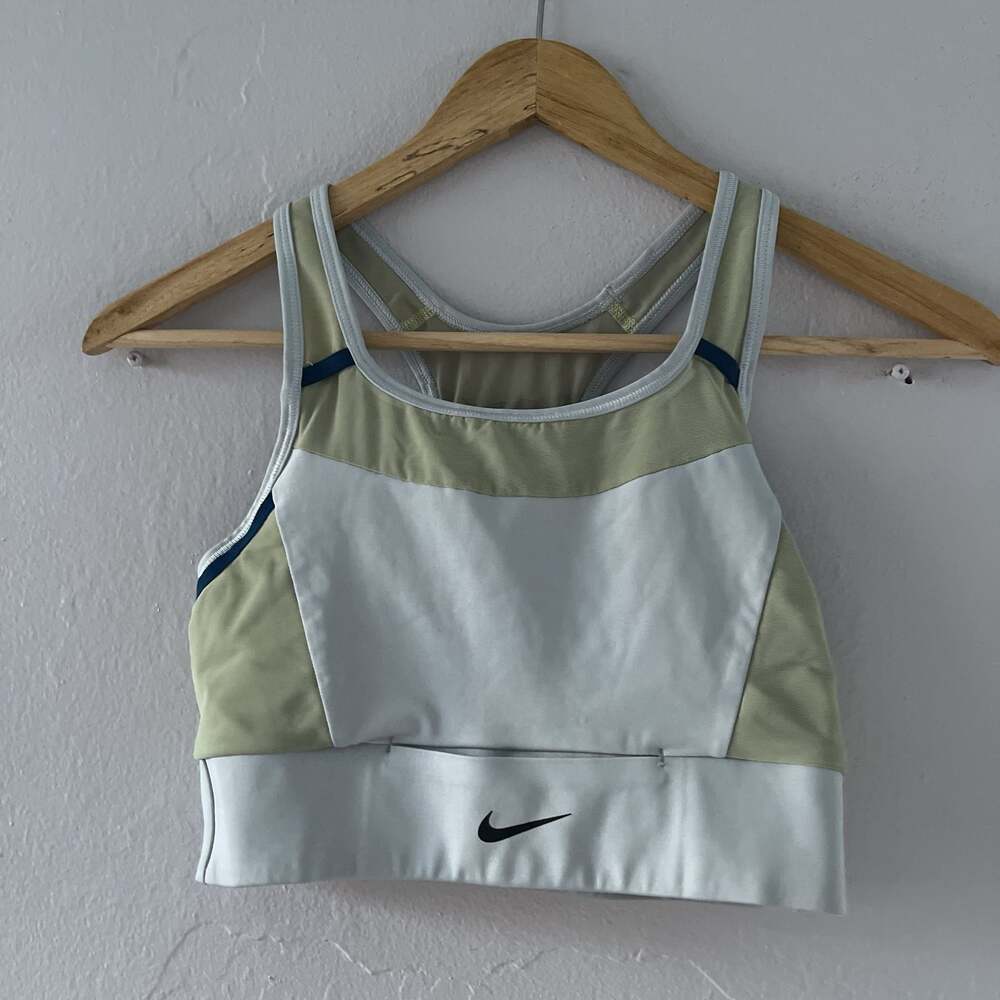Nike Women's Colorblock Athletic Sports Bra - Light Green & Blue
